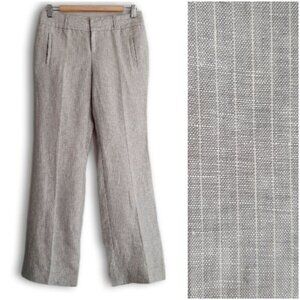 BANANA REPUBLIC | 100% Linen Martin Fit Pin-Stripe Dress Pants Unlined Gray Sz 2